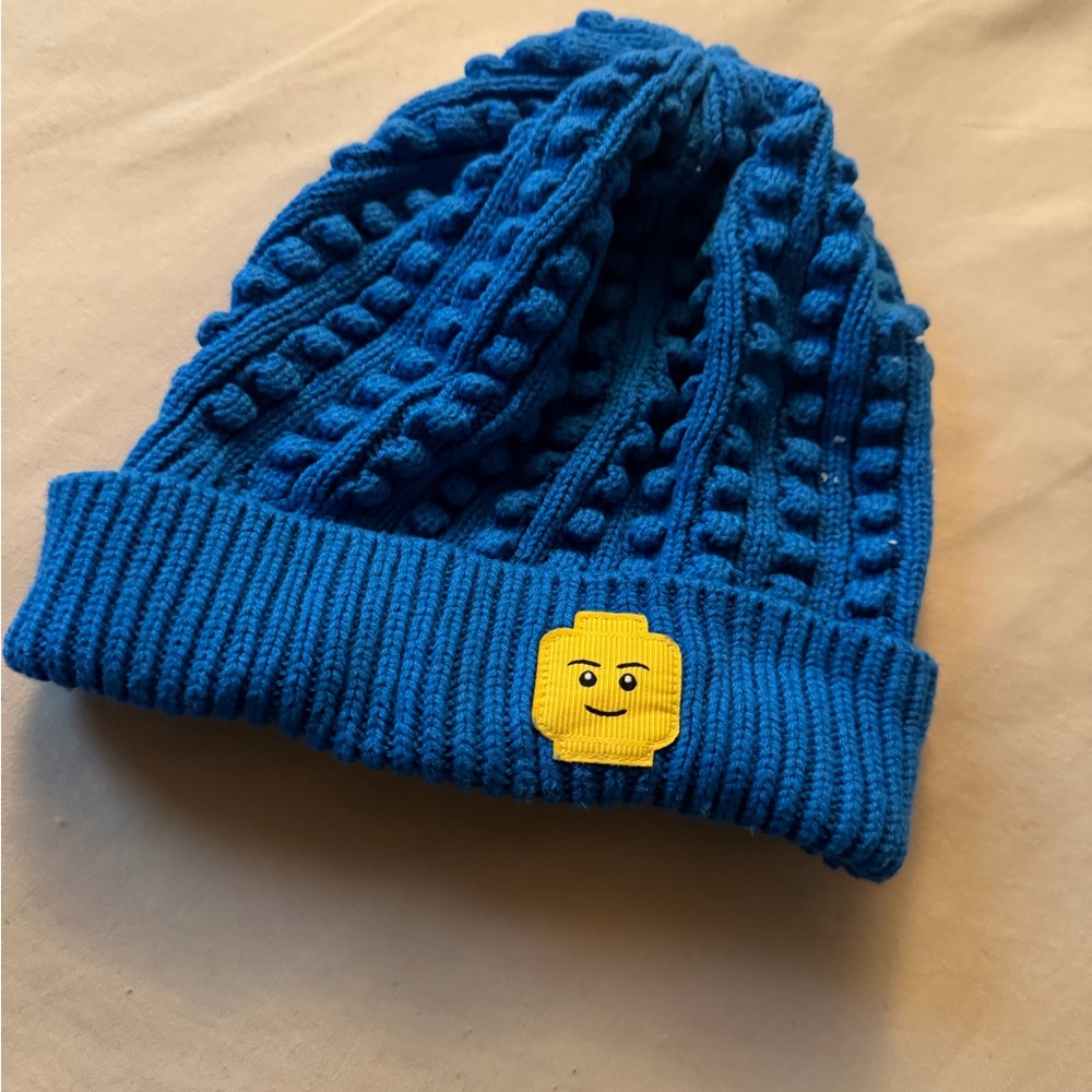 Lego Blue Knit Kids Beanie with Yellow Patch